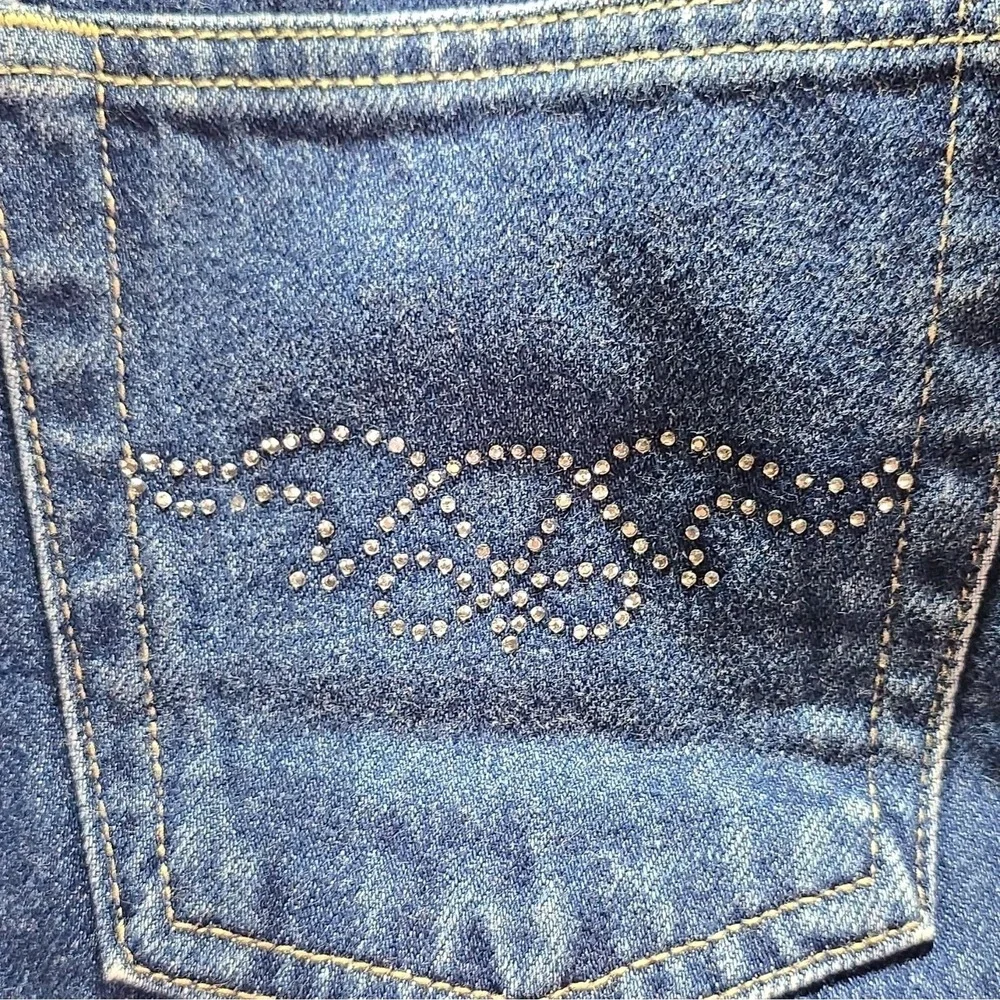 Paris Blues Girls Flared Blue Jeans 100% Cotton Denim Studded Pockets Size 7
